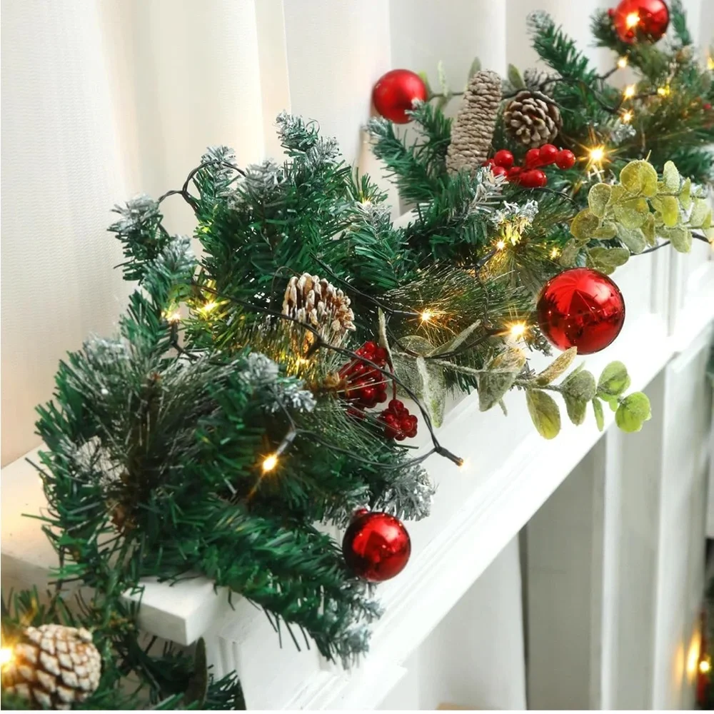 Festive Green and Red LED Holiday Garland - Unbranded